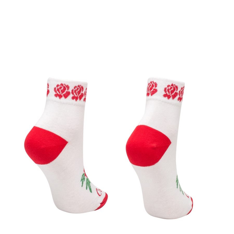 Červené krátke folkové ponožky